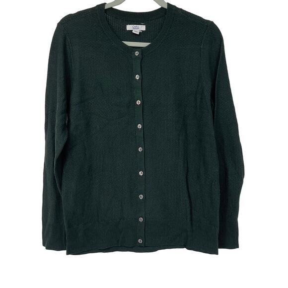 CROFT & BARROW Hunter Green Button Up Cardigan Sweater Small - Picture 1 of 3